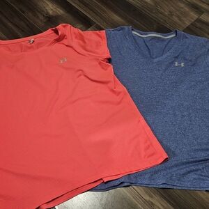 Under Armour Men's Coral and Heather Blue Tees
